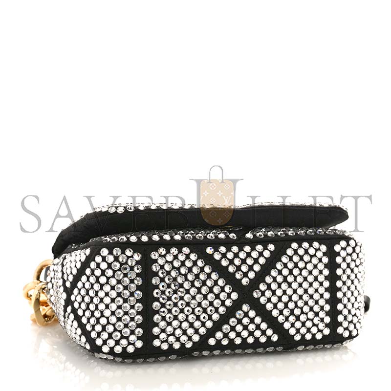 PRADA CRYSTAL MINI BAG WITH CHAIN BLACK 1BD329 (17*11.5*6cm)